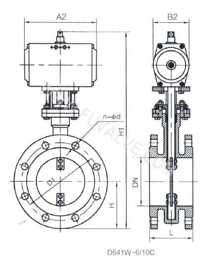 Low load type ventilation flange Butterfly Valve drawing