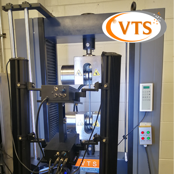 Video Extensometer rebar tensile test